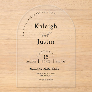 Invitaciones Acrílicas Elegante Personalizado Minimalista Boda del Boho A