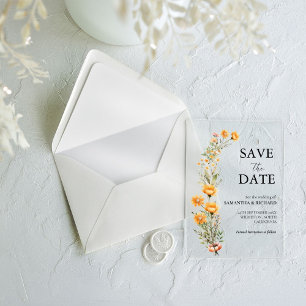Invitaciones Acrílicas Elegante prado de flores silvestres para guardar l