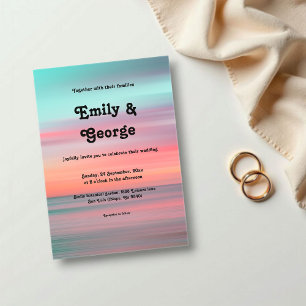 Invitaciones Acrílicas Elegante puesta de sol romántico cielo azul playa