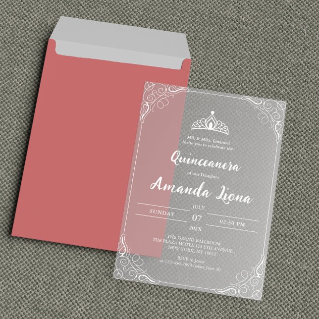Invitaciones Acrílicas Elegante Quinceañera acrílica transparente (Subido por el creador)