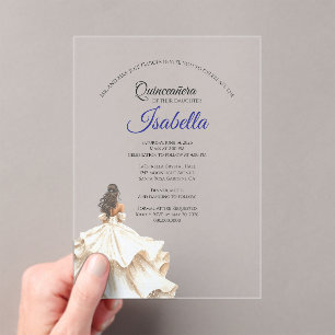 Invitaciones Acrílicas Elegante Quinceañera Cumpleaños 15