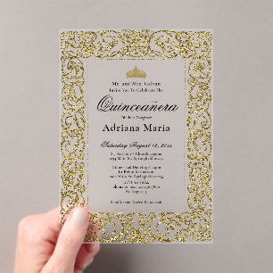 Invitaciones Acrílicas Elegante Quinceañera Cumpleaños 15 Aniversario de 