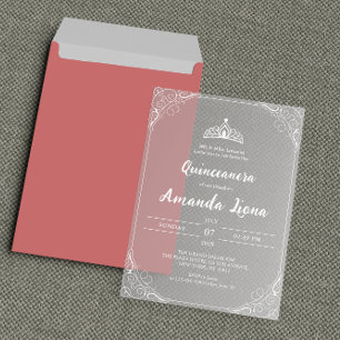 Invitaciones Acrílicas Elegante Quinceañera de Acrílico Transparente