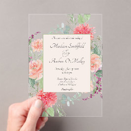 Invitaciones Acrílicas Elegante ramo floral de acuarela