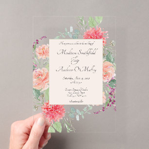 Invitaciones Acrílicas Elegante ramo floral de acuarela