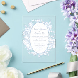 Invitaciones Acrílicas Elegante Recepción de Boda de Casa Abierta en Azul