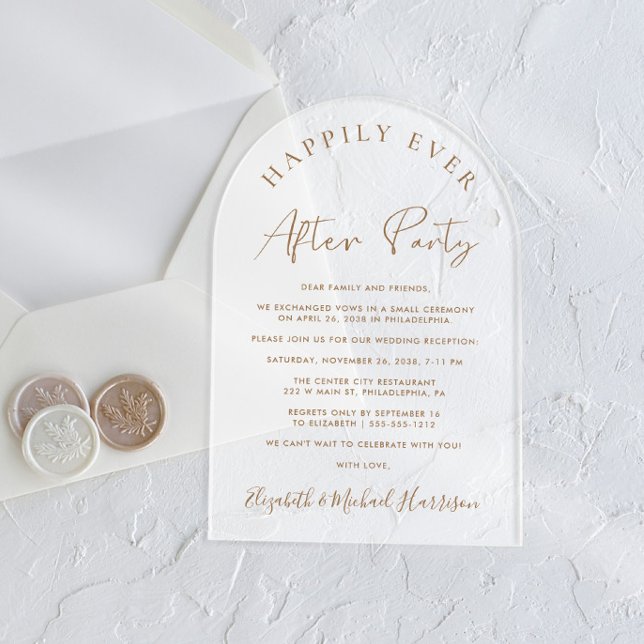 Invitaciones Acrílicas Elegante Recepción de la Boda de Arco con Guión Do (Start your forever with this elegant arch-shaped acrylic invite for a timeless Happily Ever After)