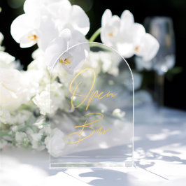 Invitaciones Acrílicas Elegante Relieve metalizado dorado Arco Abierto Ac