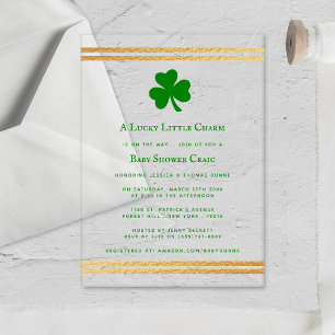 Invitaciones Acrílicas Elegante Relieve metalizado dorado St. Patrick's D