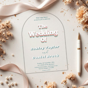 Invitaciones Acrílicas Elegante Retro Groovy Estilo Moderno Boda de los 7