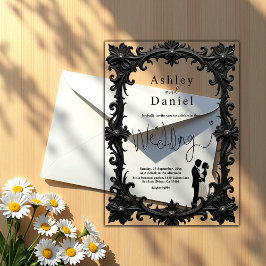 Invitaciones Acrílicas Elegante Romántico Boda Clásico Blanco Y Negro