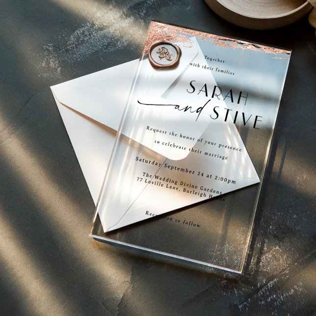 Invitaciones Acrílicas Elegante Rosa  boda Gold (Subido por el creador)