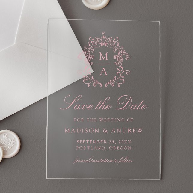 Invitaciones Acrílicas Elegante Rosa Chinoiserie Wedding Save the Date (Subido por el creador)