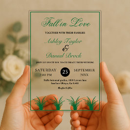 Invitaciones Acrílicas Elegante Rústico Verde Boho Frame Fall Wedding