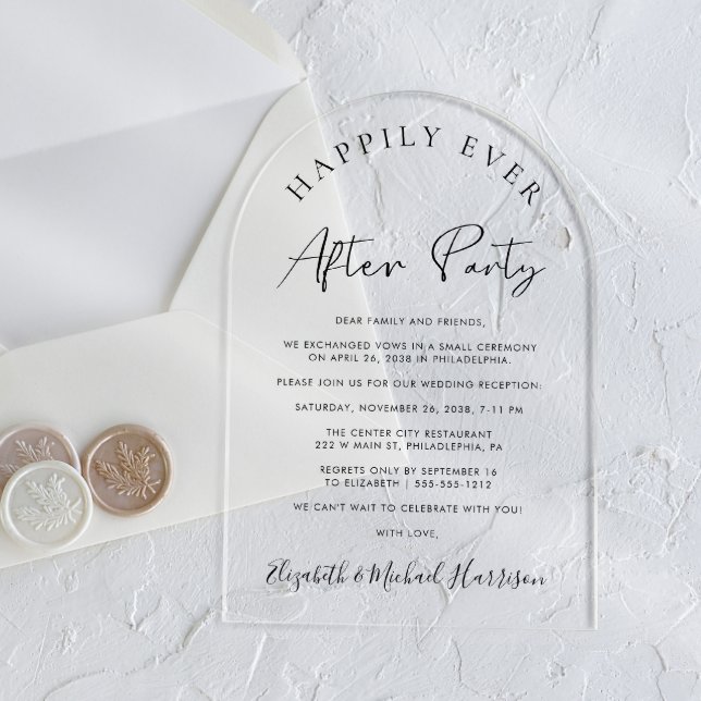 Invitaciones Acrílicas Elegante Script Arch Wedding (Start your forever with elegant arch-shaped acrylic invitations for a timeless Happily Ever After)