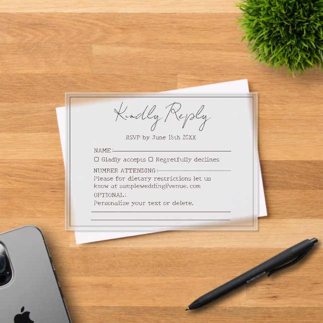 Invitaciones Acrílicas Elegante Sencillo Guión Mínimo Por Favor Responder (Insitu (Tarjeta de Invitación))