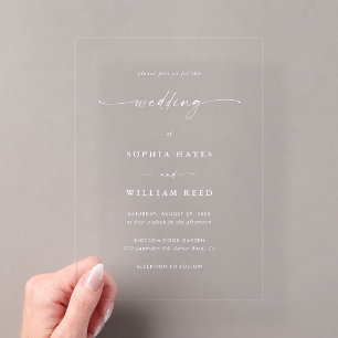 Invitaciones Acrílicas Elegante Sencillo Minimalista Transparente Boda