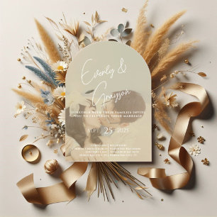 Invitaciones Acrílicas Elegante Sencillo Moderno Minimalista Foto Boda