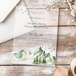 Invitaciones Acrílicas Elegante sereno boda del paisaje de los montes ver