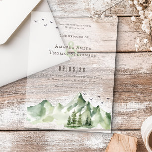 Invitaciones Acrílicas Elegante sereno boda del paisaje de los montes ver