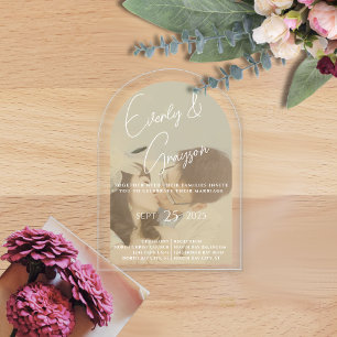 Invitaciones Acrílicas Elegante Simple Moderno Minimalista Foto Boda