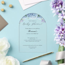 Elegante Simple Polvoriento Azul Floral Baby Showe