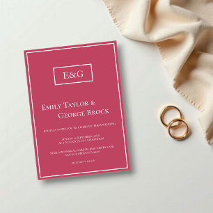 Invitaciones Acrílicas Elegante Simple Viva Magenta Marco de Monograma Bo