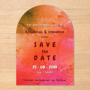 Invitaciones Acrílicas Elegante tabla de skate de boda vintage terracota