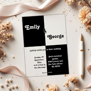 Invitaciones Acrílicas Elegante tema de ajedrez moderno en blanco y negro