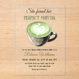 Invitaciones Acrílicas Elegante tema del café Ducha Matcha Bridal Perfect