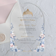 Elegante Tiara Oro Rosas Azules Quinceañera