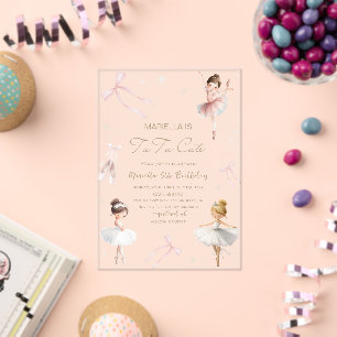 Invitaciones Acrílicas Elegante tutú de cumpleaños número 5 de acuarela u