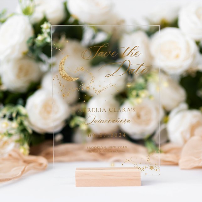 Invitaciones Acrílicas Elegante una noche bajo las estrellas Quinceañera (Subido por el creador)