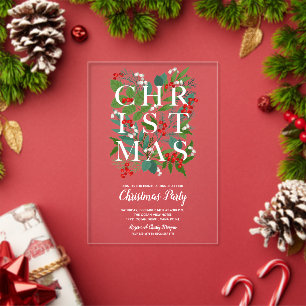 Invitaciones Acrílicas Elegante vegetación de NAVIDAD