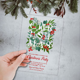 Invitaciones Acrílicas Elegante vegetación de NAVIDAD