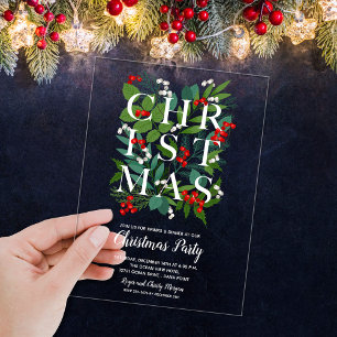 Invitaciones Acrílicas Elegante vegetación de NAVIDAD