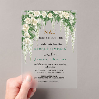 Invitaciones Acrílicas Elegante vegetación Eucalyptus deja Boda