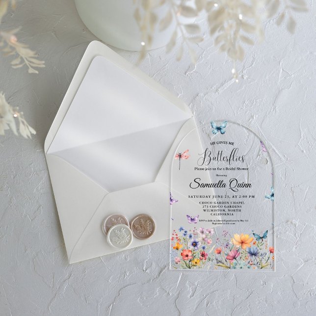 Invitaciones Acrílicas Elegante Watercolor Butterflies Bridal Shower (Subido por el creador)