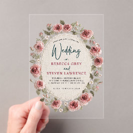 Invitaciones Acrílicas Elegante y chic boda floral de lila rosa