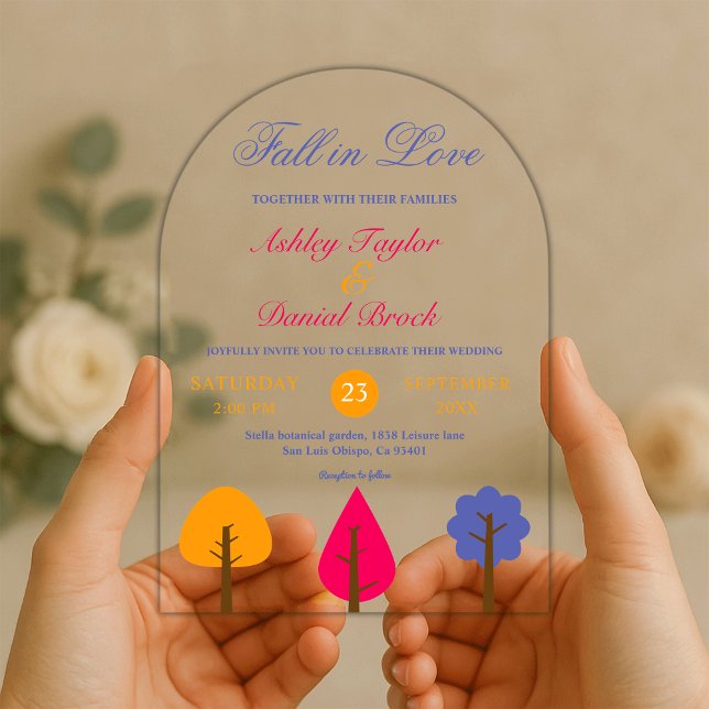 Invitaciones Acrílicas Elegante Y Colorida Boda De Caída Rústica (Subido por el creador)
