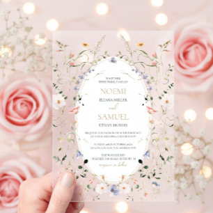 Invitaciones Acrílicas Elegante y delicado aquarela de boda de flores sil