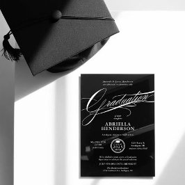 Invitaciones Acrílicas Elegante y Formal Escritura Negra de Graduación