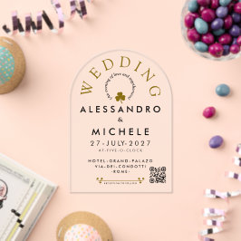 Invitaciones Acrílicas Elegante Y Minimalista Boda Simple Con QR