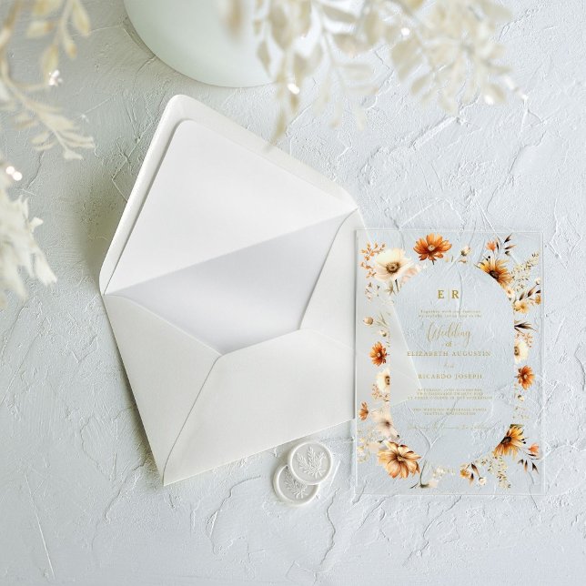 Invitaciones Acrílicas Elegante y Moda Boho Fall Boda de Flores Silvestre (Subido por el creador)