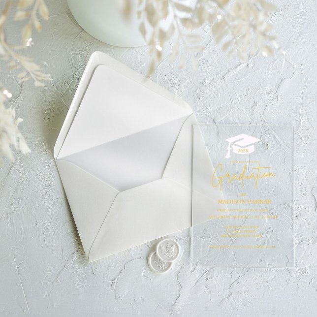 Invitaciones Acrílicas Elegante y Moda Fiesta de Graduación de Caligrafía (Subido por el creador)