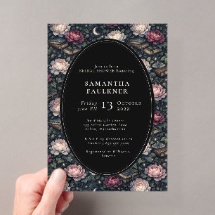 Invitaciones Acrílicas Elegante y Oscuro Floral Romántico Baby Shower Nup