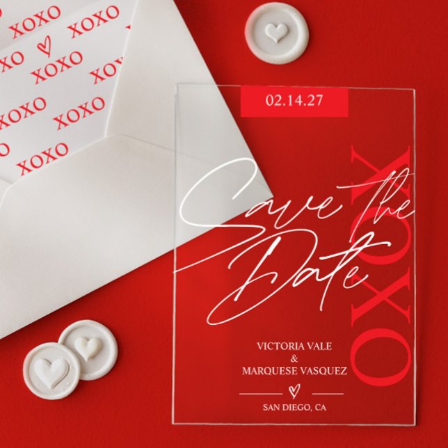 Invitaciones Acrílicas Elegante y romántico San Valentín salva la fecha (Subido por el creador)