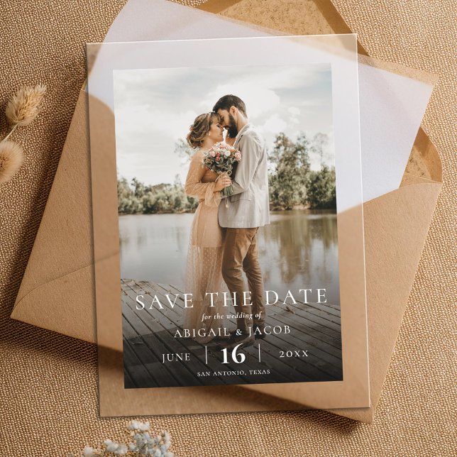Invitaciones Acrílicas Elegante y simple casamiento de fotos moderno salv (Subido por el creador)