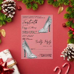 Invitaciones Acrílicas Elegante y sofisticado, zapatos de tacón de plata