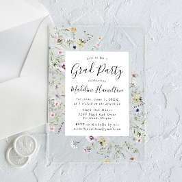 Invitaciones Acrílicas Elegante y sutil fiesta de graduación de flores si